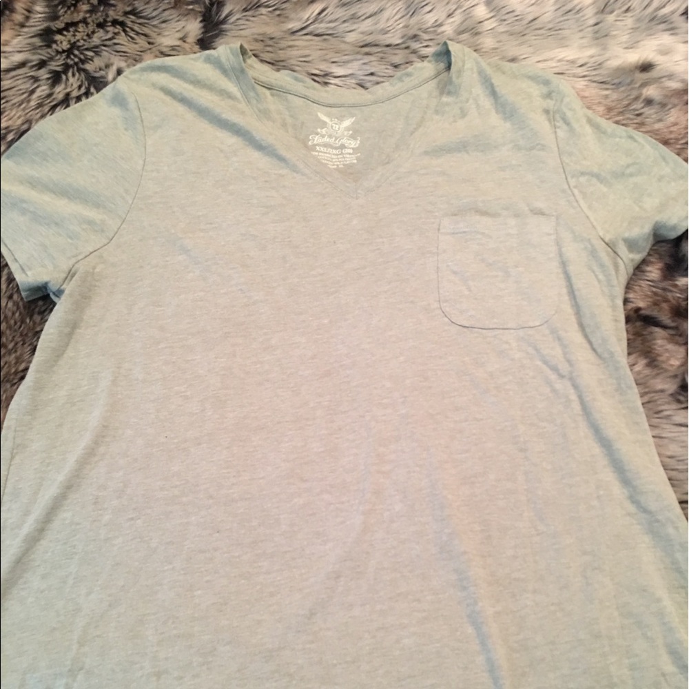 Faded Glory V-neck T-shirt Sage Green Size XXL